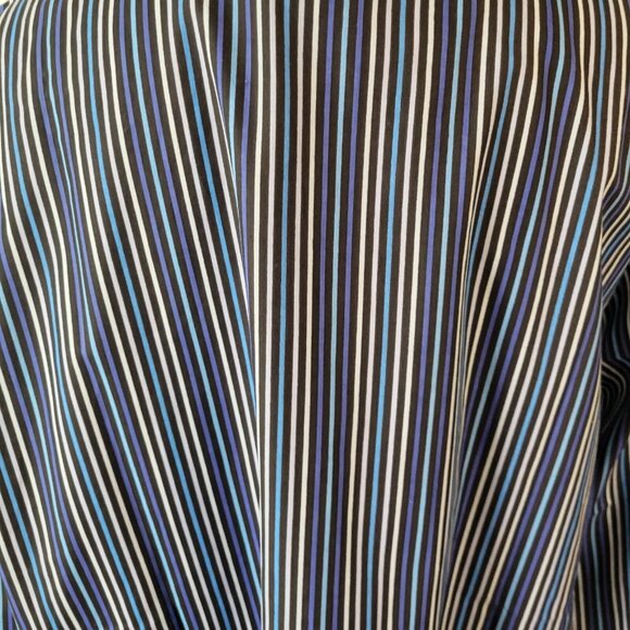 Roamans Womens Top 2X Plus Long Sleeve Collar Blue Stripe Button Up STR120E - Picture 7 of 9